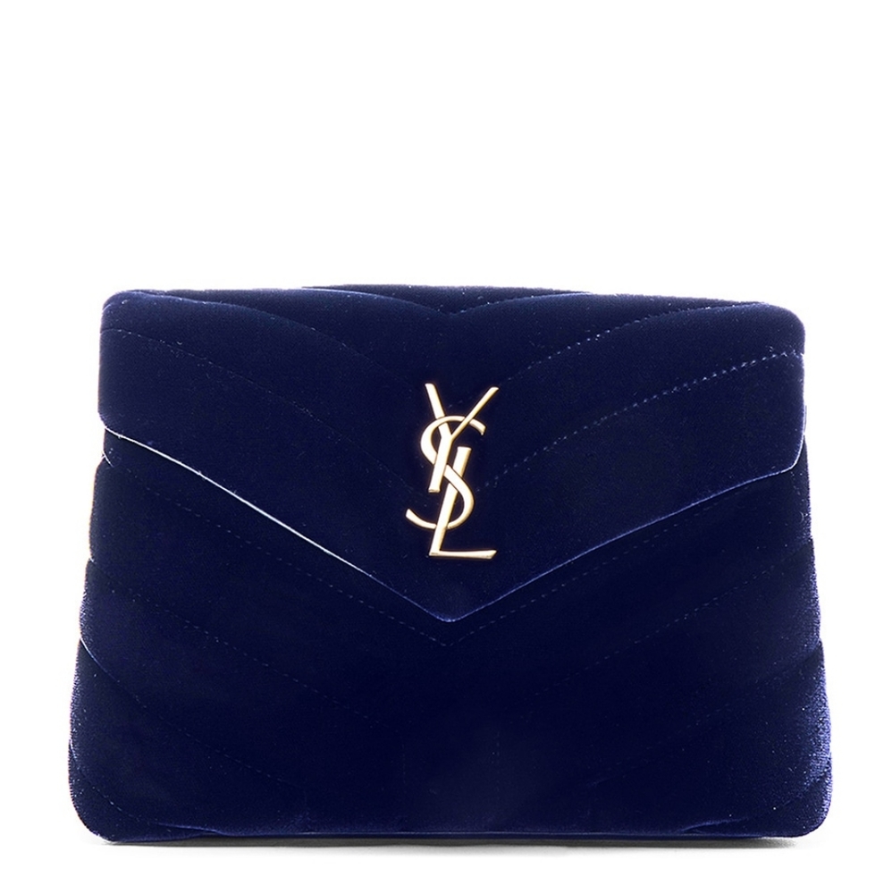 Very Rare!!! NEW!!! Saint Laurent YSL Blue Velvety Suede Toy Loulou Strap Bag - Picture 4 of 16